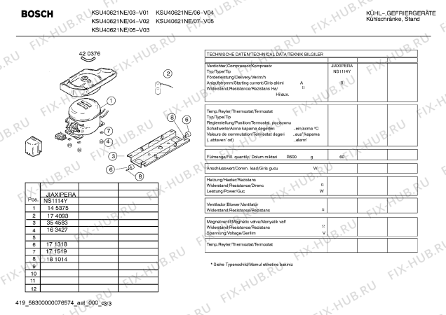 Взрыв-схема холодильника Bosch KSU40621NE - Схема узла 03