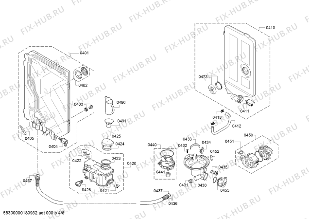 Схема №6 S52N53X8EU с изображением Силовой модуль запрограммированный для посудомоечной машины Bosch 12003682