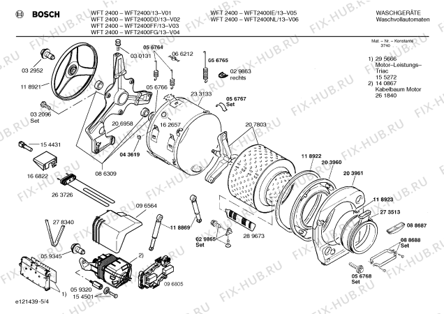 Схема №5 WFT2400 с изображением Инструкция по эксплуатации для стиральной машины Bosch 00520025