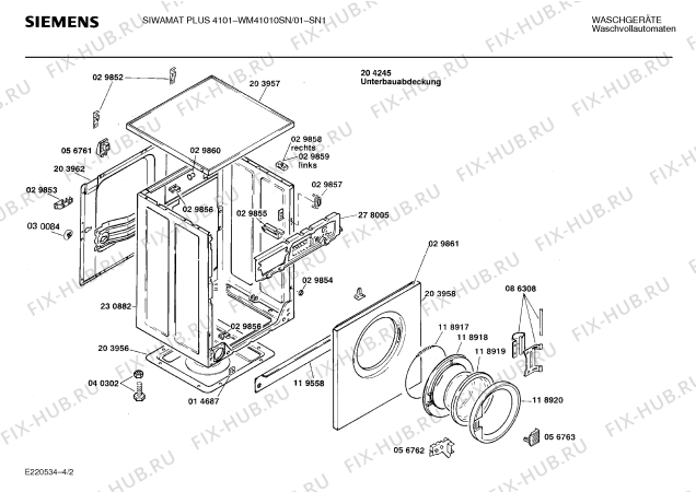Взрыв-схема стиральной машины Siemens WM41010SN SIWAMAT PLUS 4101 - Схема узла 02