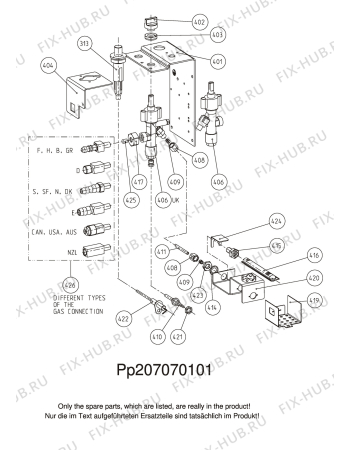 Взрыв-схема холодильника Dometic TC161 - Схема узла Gas-equipment
