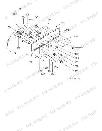 Взрыв-схема плиты (духовки) Electrolux CF6581DK - Схема узла Command panel 037