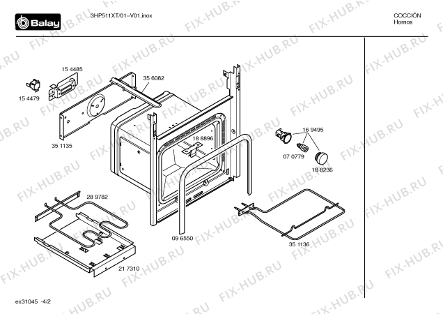 Схема №4 3HP511XT с изображением Инструкция по эксплуатации для духового шкафа Bosch 00586916