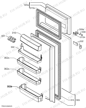 Взрыв-схема холодильника Aeg SDB51421AS - Схема узла Door 003