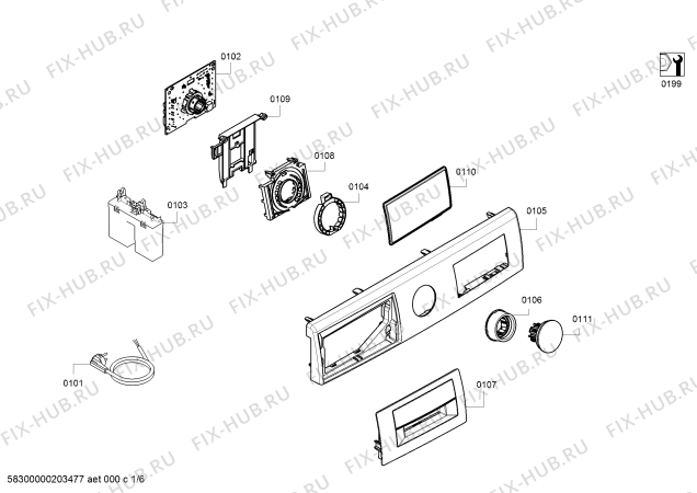 Схема №5 W746IX0IR с изображением Панель управления для стиралки Bosch 11023435