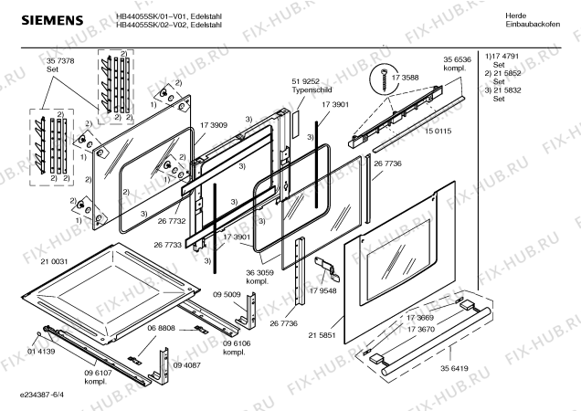 Схема №4 HB44055SK с изображением Инструкция по эксплуатации для электропечи Siemens 00584382