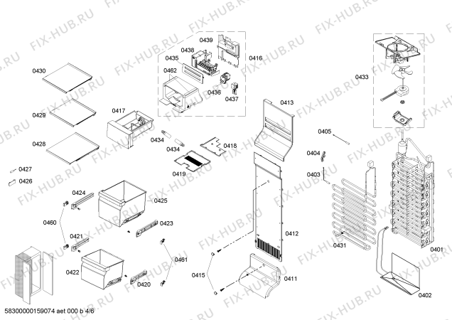 Взрыв-схема холодильника Siemens KA62DV78 - Схема узла 04