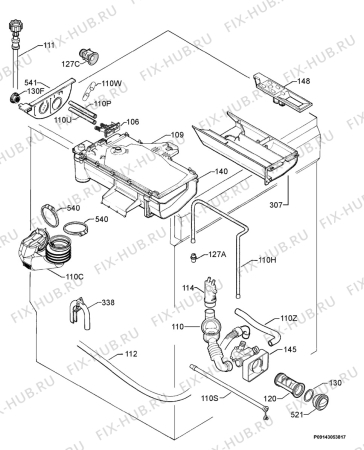 Взрыв-схема стиральной машины Electrolux EWW1273S CN - Схема узла Hydraulic System 272