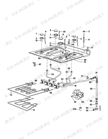 Взрыв-схема плиты (духовки) Electrolux EK6405/3 - Схема узла Gas-equipment