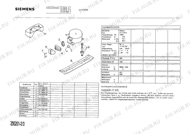 Взрыв-схема холодильника Siemens KS351858 - Схема узла 02
