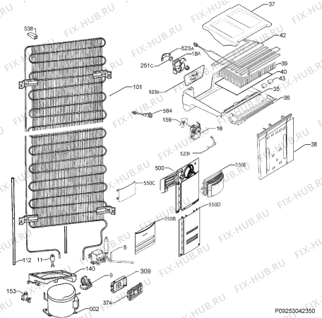 Взрыв-схема холодильника Rex Electrolux RNA38933X - Схема узла Cooling system 017