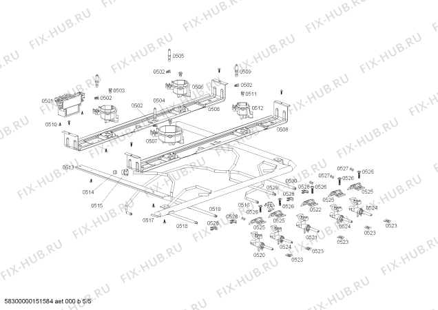 Взрыв-схема плиты (духовки) Coldex FP125I13SC COCINA COLDEX LEGANZA INOX L60 220V - Схема узла 05