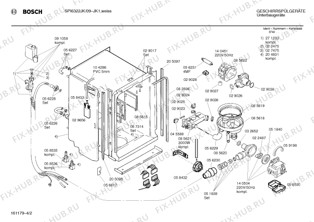 Взрыв-схема посудомоечной машины Bosch SPI6322JK - Схема узла 02