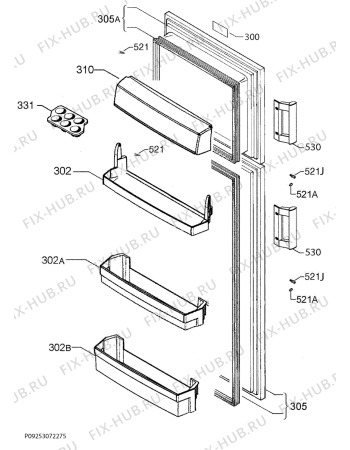 Взрыв-схема холодильника Aeg RDB52311AW - Схема узла Door 003