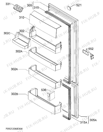 Взрыв-схема холодильника Electrolux ENN2851AOW - Схема узла Door 003