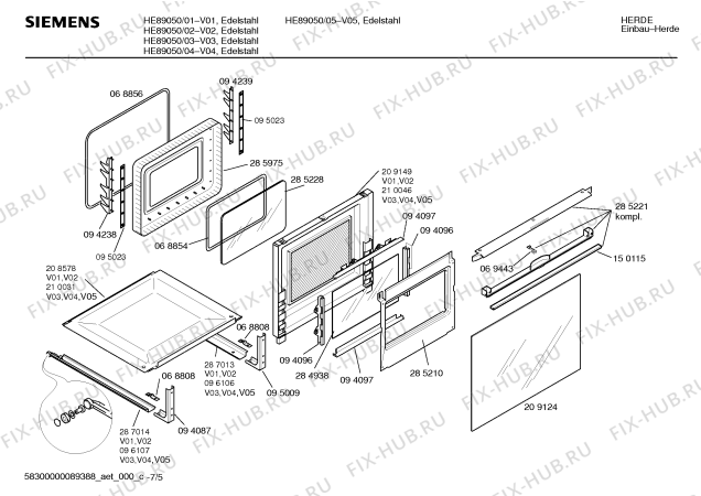 Схема №4 HE89050 с изображением Панель для электропечи Siemens 00285842