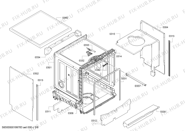 Взрыв-схема посудомоечной машины Siemens SN236W01GE, iQ300 - Схема узла 03