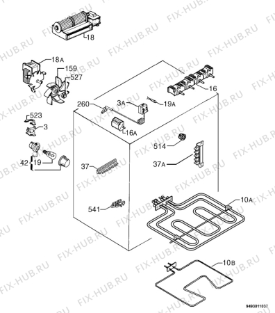 Взрыв-схема плиты (духовки) Zanussi ZOU341W - Схема узла Electrical equipment 268