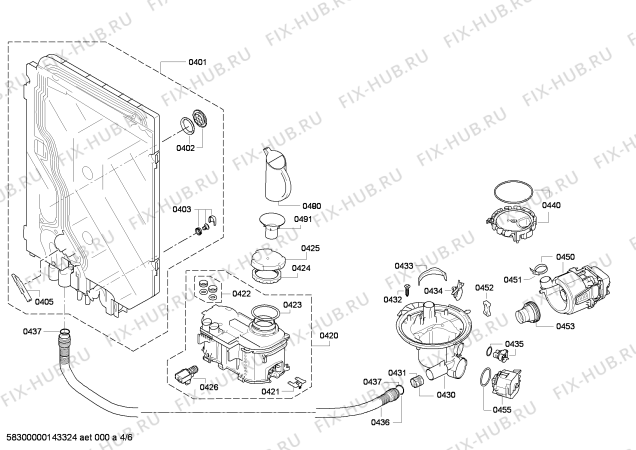 Взрыв-схема посудомоечной машины Bosch SMU50M35EU - Схема узла 04