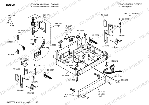 Схема №5 SGU33E02SK Exklusiv с изображением Инструкция по эксплуатации для электропосудомоечной машины Bosch 00588804
