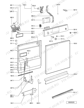 Взрыв-схема посудомоечной машины Bauknecht GSFS 5521 WS - Схема узла