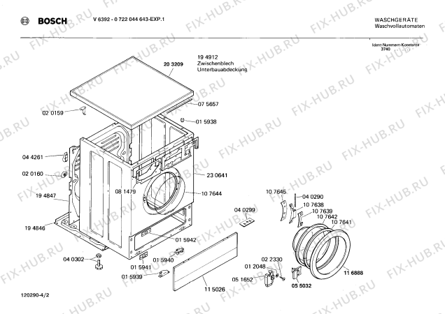 Взрыв-схема стиральной машины Bosch 0722044643 V6392 - Схема узла 02