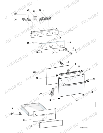 Взрыв-схема плиты (духовки) Hotpoint-Ariston H6VMC6ABXFR (F083706) - Схема узла