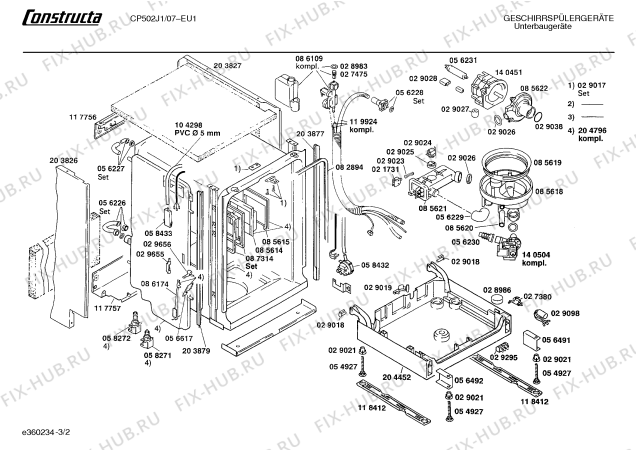 Взрыв-схема посудомоечной машины Constructa CP502J1 - Схема узла 02