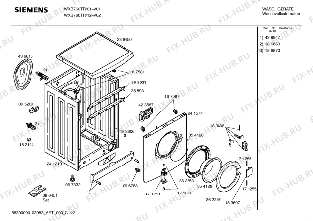 Взрыв-схема стиральной машины Siemens WXB760TR Siwamat WXB760 - Схема узла 02
