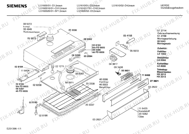 Схема №1 LU161017 с изображением Панель для вытяжки Siemens 00273821