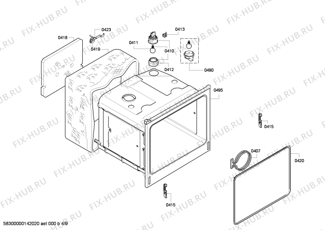 Взрыв-схема плиты (духовки) Bosch HBM13B120B - Схема узла 05