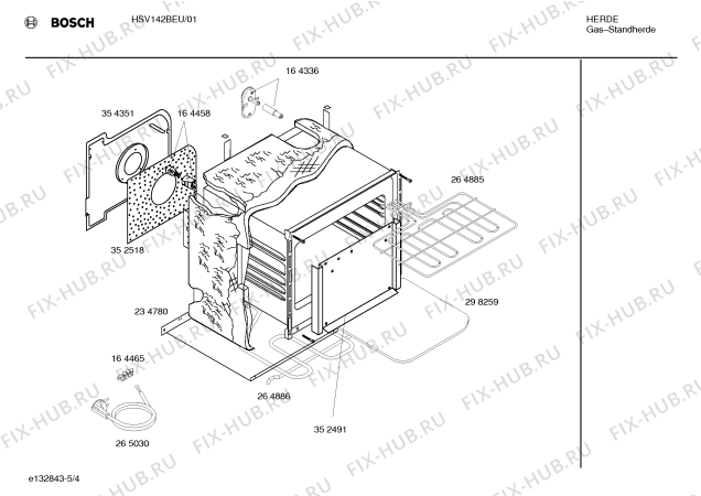 Схема №5 HSV142BEU с изображением Инструкция по эксплуатации для духового шкафа Bosch 00522241