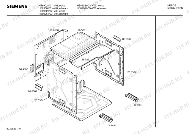 Взрыв-схема плиты (духовки) Siemens HB89021 - Схема узла 06