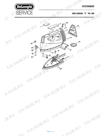 Схема №1 FA 100 STIROMEGLIO с изображением Ограничитель для утюга (парогенератора) DELONGHI 592500