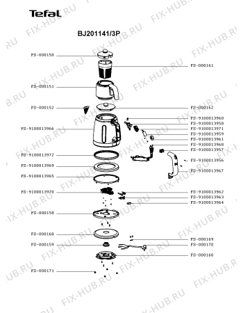 Схема №1 BJ201141/3P с изображением Элемент корпуса для чайника (термопота) Tefal FS-000168