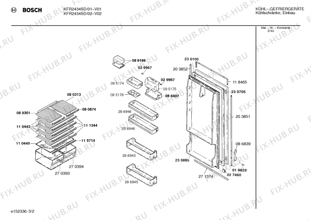 Взрыв-схема холодильника Bosch KFR2434SD - Схема узла 02