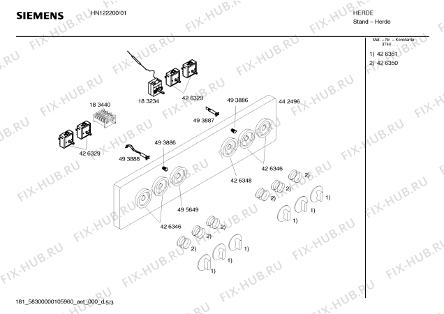 Взрыв-схема плиты (духовки) Siemens HN122200 - Схема узла 03