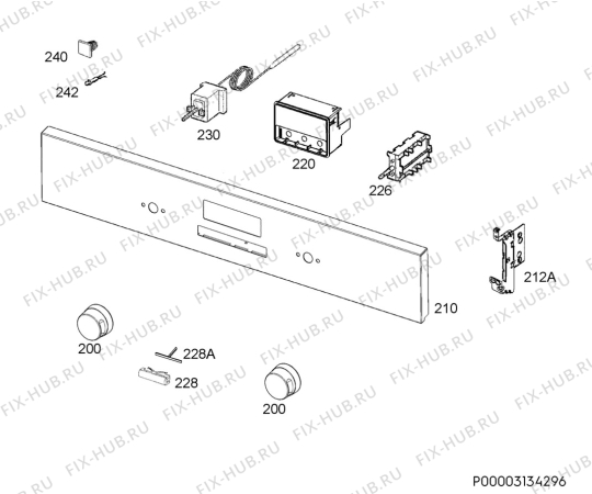 Взрыв-схема плиты (духовки) Electrolux EZA2400AAX - Схема узла Command panel 037