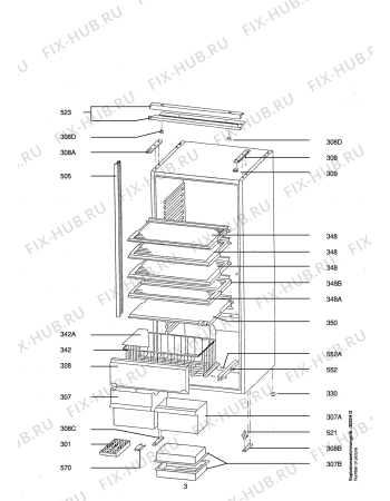 Взрыв-схема холодильника Aeg S255-5 I - Схема узла Housing 001