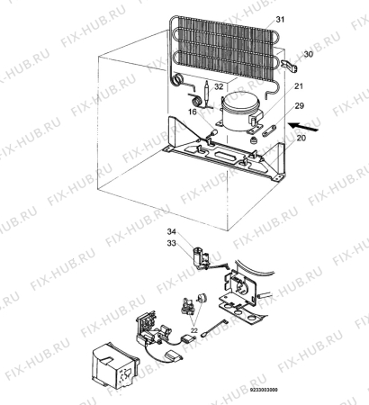 Взрыв-схема холодильника Zanussi ZV55 - Схема узла Cooling system 017