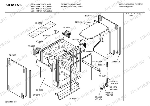 Схема №6 SE54403 с изображением Инструкция по эксплуатации для посудомоечной машины Siemens 00521634