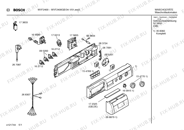 Схема №4 WVF2400GB BOSCH WVF2400 с изображением Инструкция по эксплуатации для стиралки Bosch 00525855