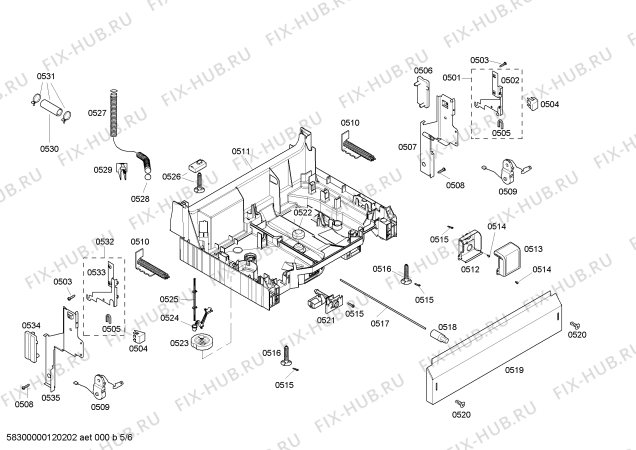 Схема №5 SHU53E06UC Electronic с изображением Дверца Bosch 00213956