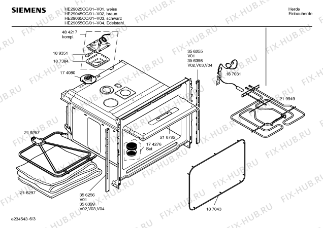 Взрыв-схема плиты (духовки) Siemens HE29055CC - Схема узла 03