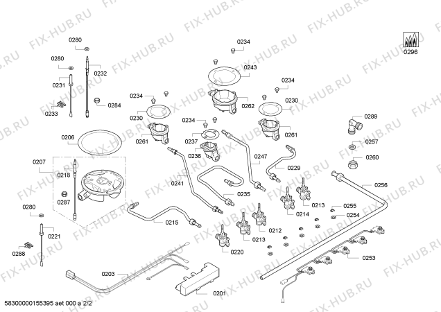 Взрыв-схема плиты (духовки) Bosch PPS816C91N Bandera 4G+1W BO T75F 2011 - Схема узла 02