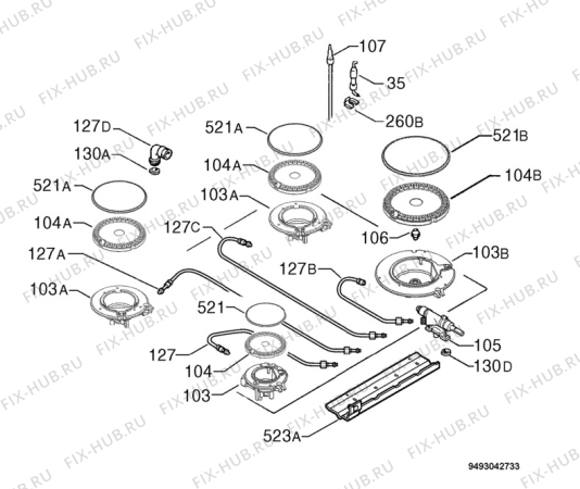 Взрыв-схема плиты (духовки) Zanussi ZGF646ICTX - Схема узла Functional parts 267