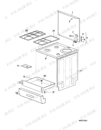 Взрыв-схема плиты (духовки) Faure CMP6981W1 P.STA.3+1 - Схема узла Housing 001