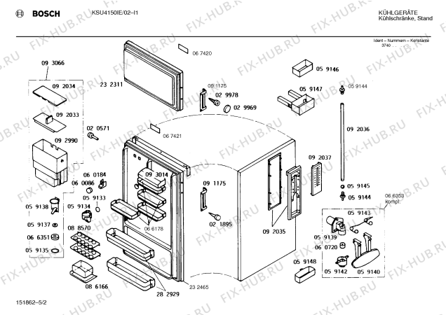 Взрыв-схема холодильника Bosch KSU4150IE - Схема узла 02