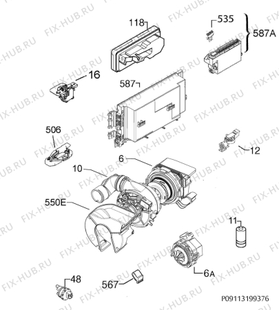 Схема №6 F55335VI0 с изображением Модуль (плата) управления для электропосудомоечной машины Aeg 973911536131007