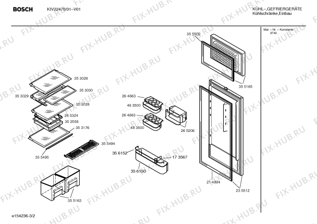 Взрыв-схема холодильника Bosch KIV22470 - Схема узла 02